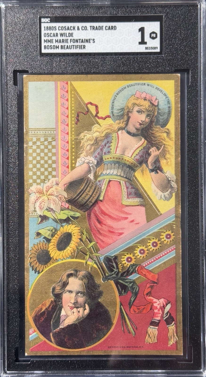 1880s Oscar Wilde - Cosack Large Lithograph Trade Card - Bosom Beautifier SGC 1