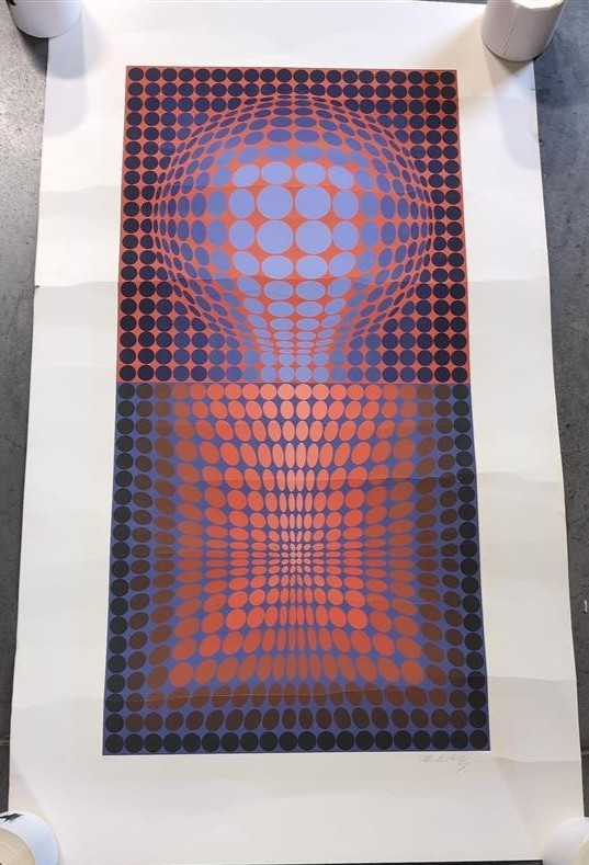 Damaged Victor Vasarely VP119 Signed And Numbered Screen print c1972