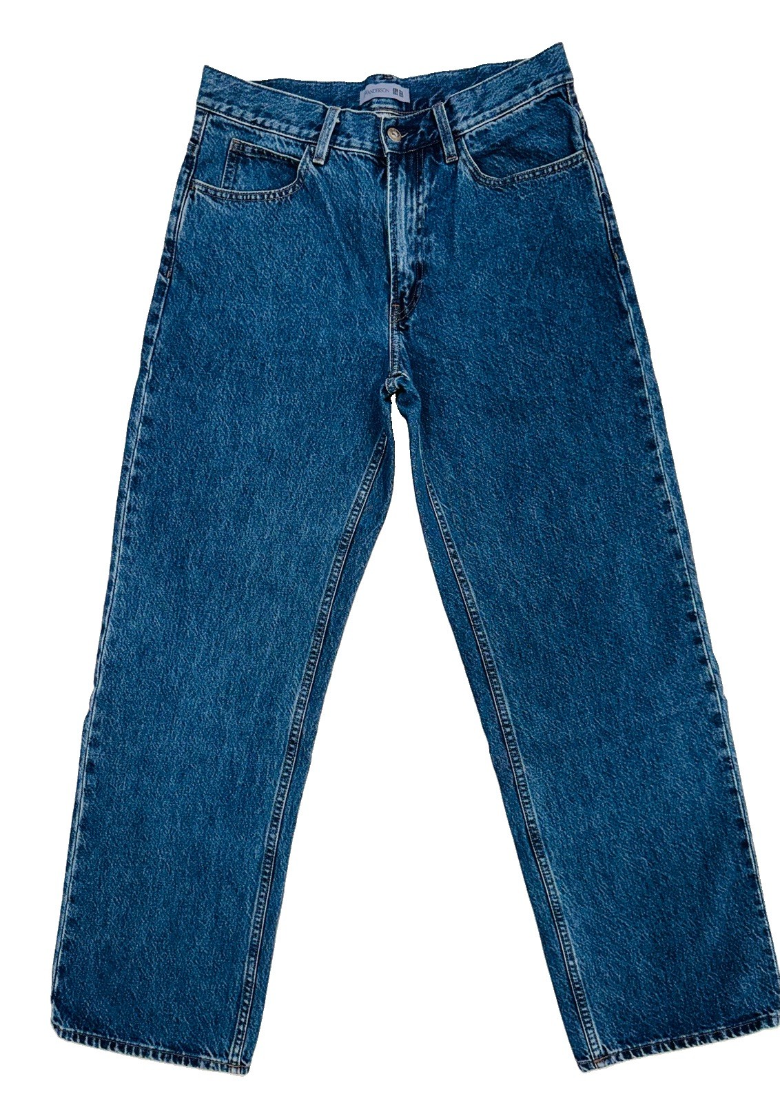 JW Anderson x Uniqlo Men’s Blue Denim Straight Jeans Regular Fit Button 5-Pocket