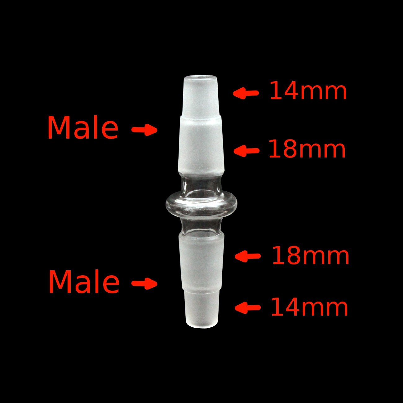 Universal Male Glass Adapter Extender | 18mm and 14mm to 18mm and 14mm Universal Male Glass Adapter Extender | 18mm and 14mm to 18mm and 14mm