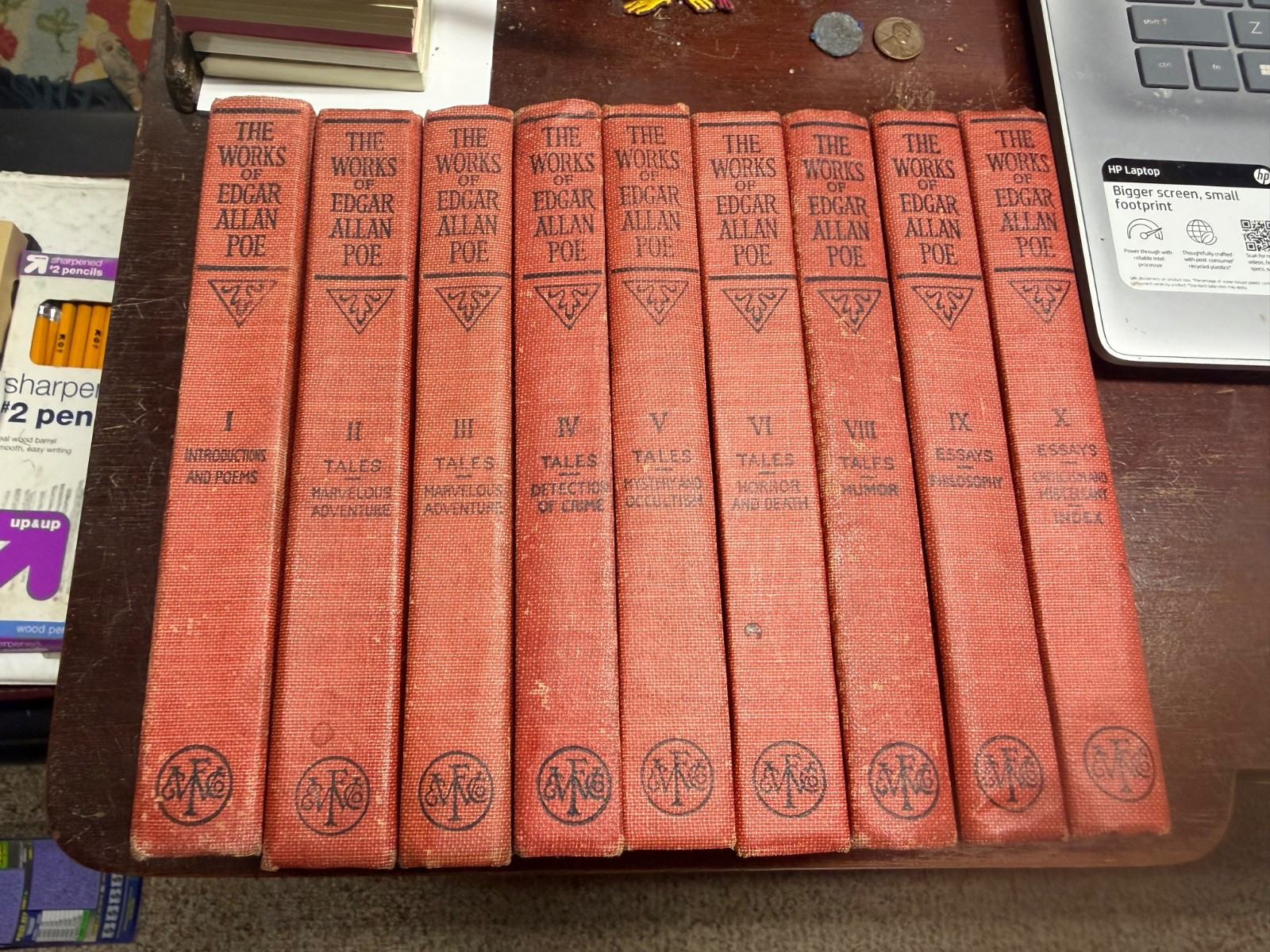 1904 The Works of Edgar Allan Poe 9 Volume Collection Hardcover Funk & Wagnalls 1904 The Works of Edgar Allan Poe 9 Volume Collection Hardcover Funk & Wagnalls