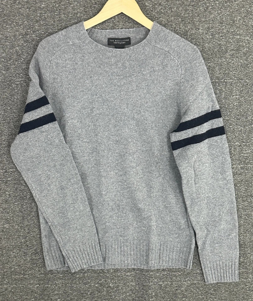 Bloomingdale’s Men’s Store 100% Merino Wool Striped Sleeve Sweater Crewneck