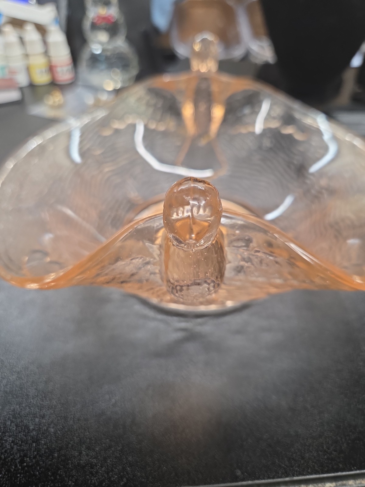 Antique Fenton Dugan Diamond Pink Glass Bird Bowl Depression Glass Art Deco