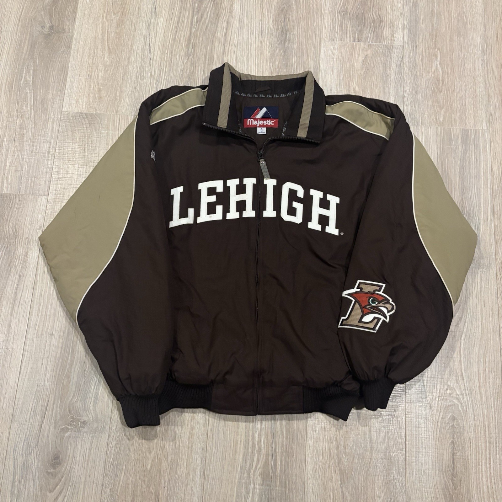 Vintage Majestic Lehigh University Dugout Jacket Mens Large 90s Mountain Hawks Vintage Majestic Lehigh University Dugout Jacket Mens Large 90s Mountain Hawks