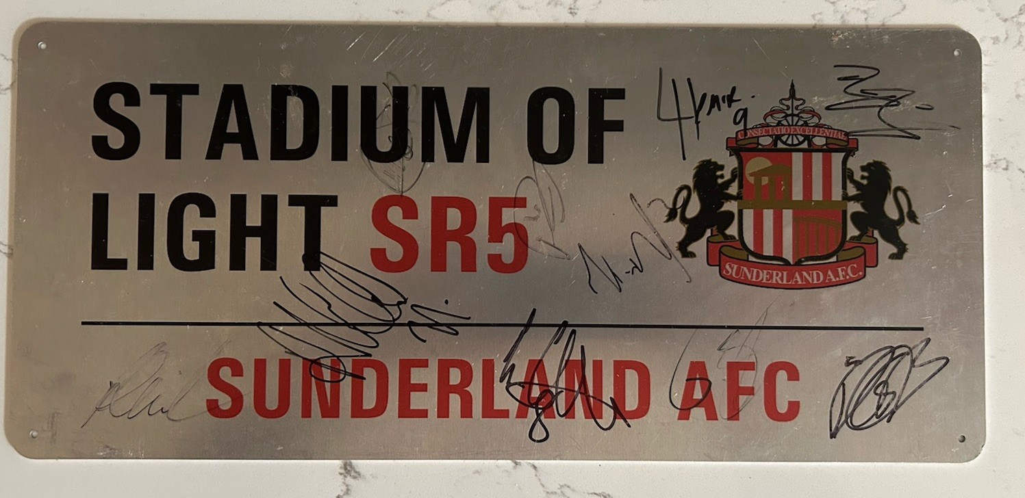 SUNDERLAND AFC - SIGNED Squad Road Sign  **COA** PROMOTION SEASON 2024