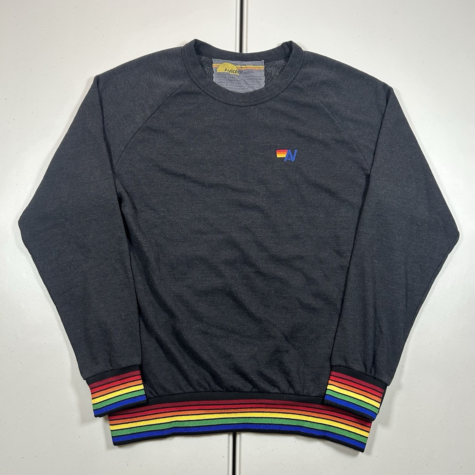 Aviator Nation Crewneck Sweatshirt Pullover 5 Stripe Made in USA Size Large Aviator Nation Crewneck Sweatshirt Pullover 5 Stripe Made in USA Size Large