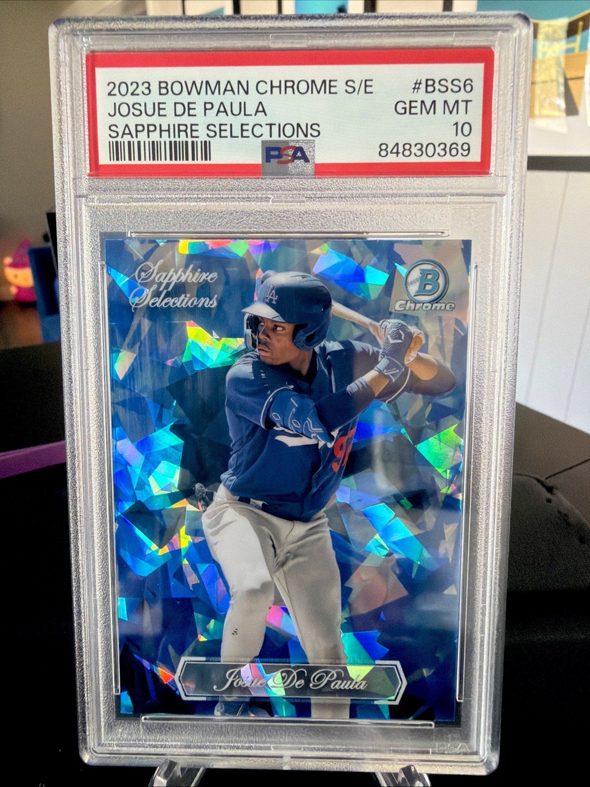 2023 Bowman Chrome S/E Josue De Paula Sapphire Selections SP#BSS6 LAD  - PSA 10