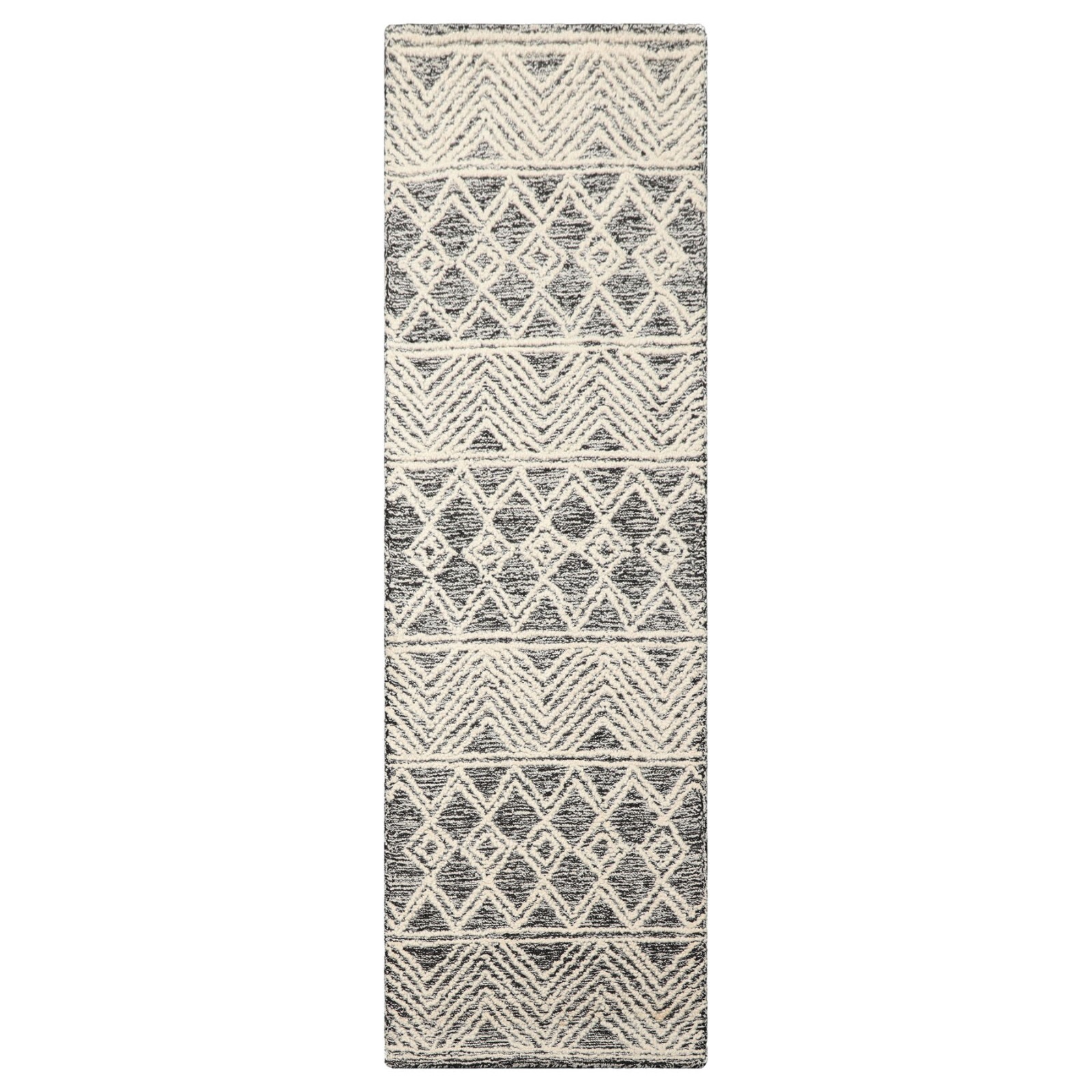 LoomBloom Multi Sizes Modern Black & White Hand Tufted Geometric Wool Area Rug