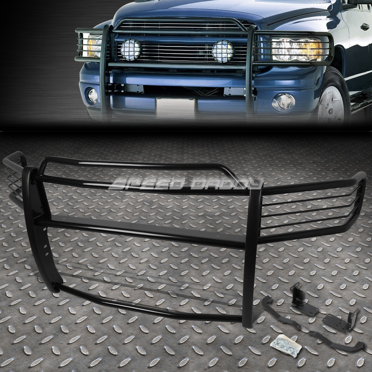 FOR 02-05 DODGE RAM 1500-3500 BLACK COATED MILD STEEL FRONT BUMPER GRILL GUARD