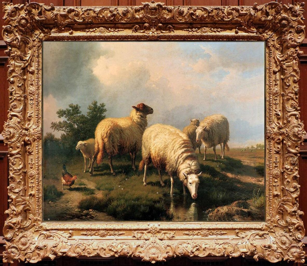 Hand painted Old Master-Art Antique Oil Painting Animal sheeps on canvas Hand painted Old Master-Art Antique Oil Painting Animal sheeps on canvas