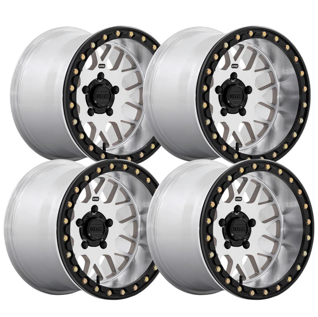 (Set-4) KMC 235 Grenade Utv Beadlock 15x10 4x156 Machined 0mm Wheels Rims 15