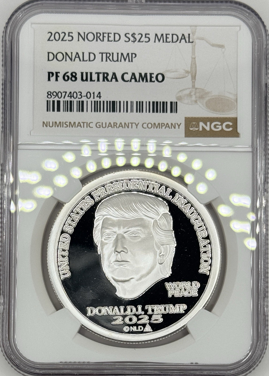 2025 NORFED Trump $25 1oz Silver NGC PF68 Ultra Cameo Mintage 125