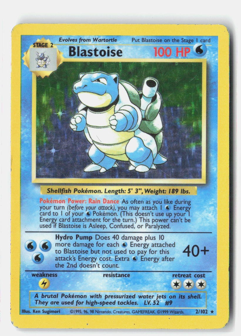 Pokemon tcg Base Set Blastoise Moderately played