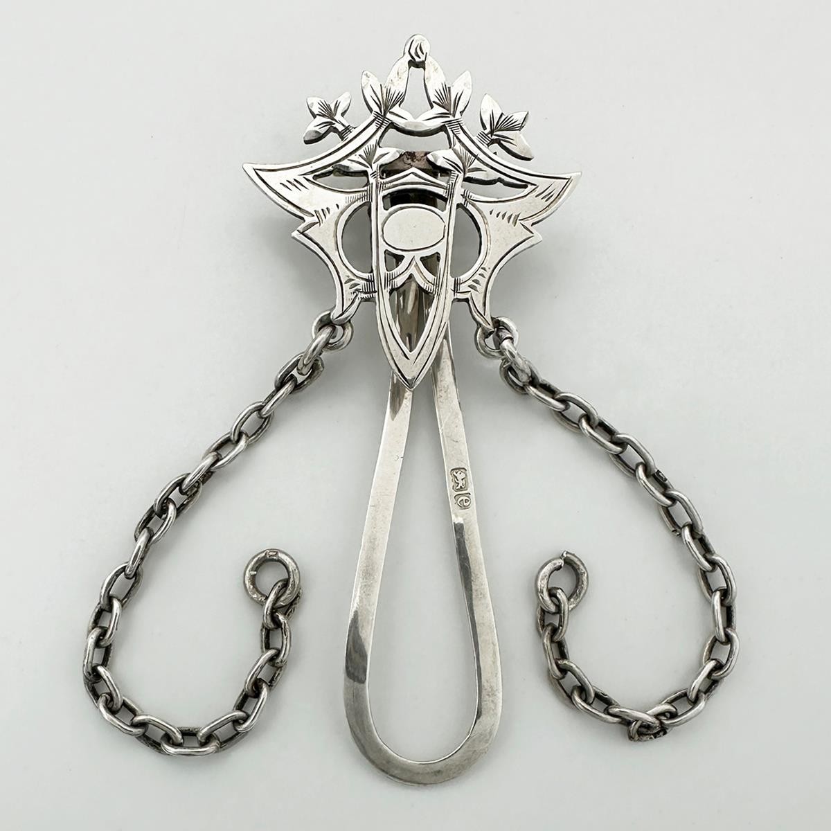 EDWARDIAN DOUBLE CHATELAINE CLIP OPENWORK STERLING SILVER BIRMINGHAM 1904 JW&S