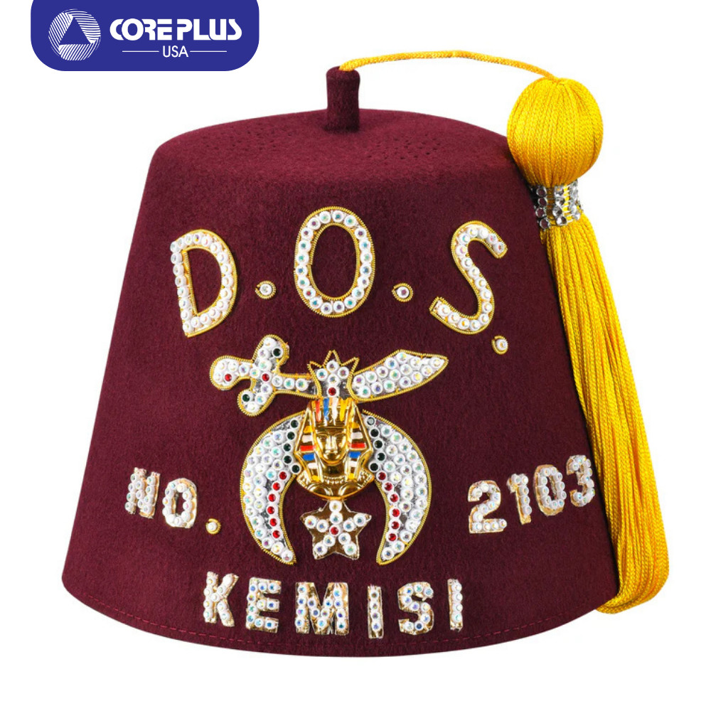 Daughters Of Sphinx Fez Hat With Rhinestones Masonic Regalia Accessory