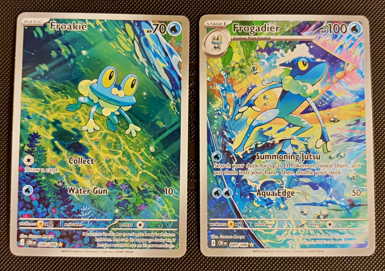 Pokemon TCG Chaos Rising Froakie 088/086 & Frogadier 089/086 Holo Full Art Pokemon TCG Chaos Rising Froakie 088/086 & Frogadier 089/086 Holo Full Art