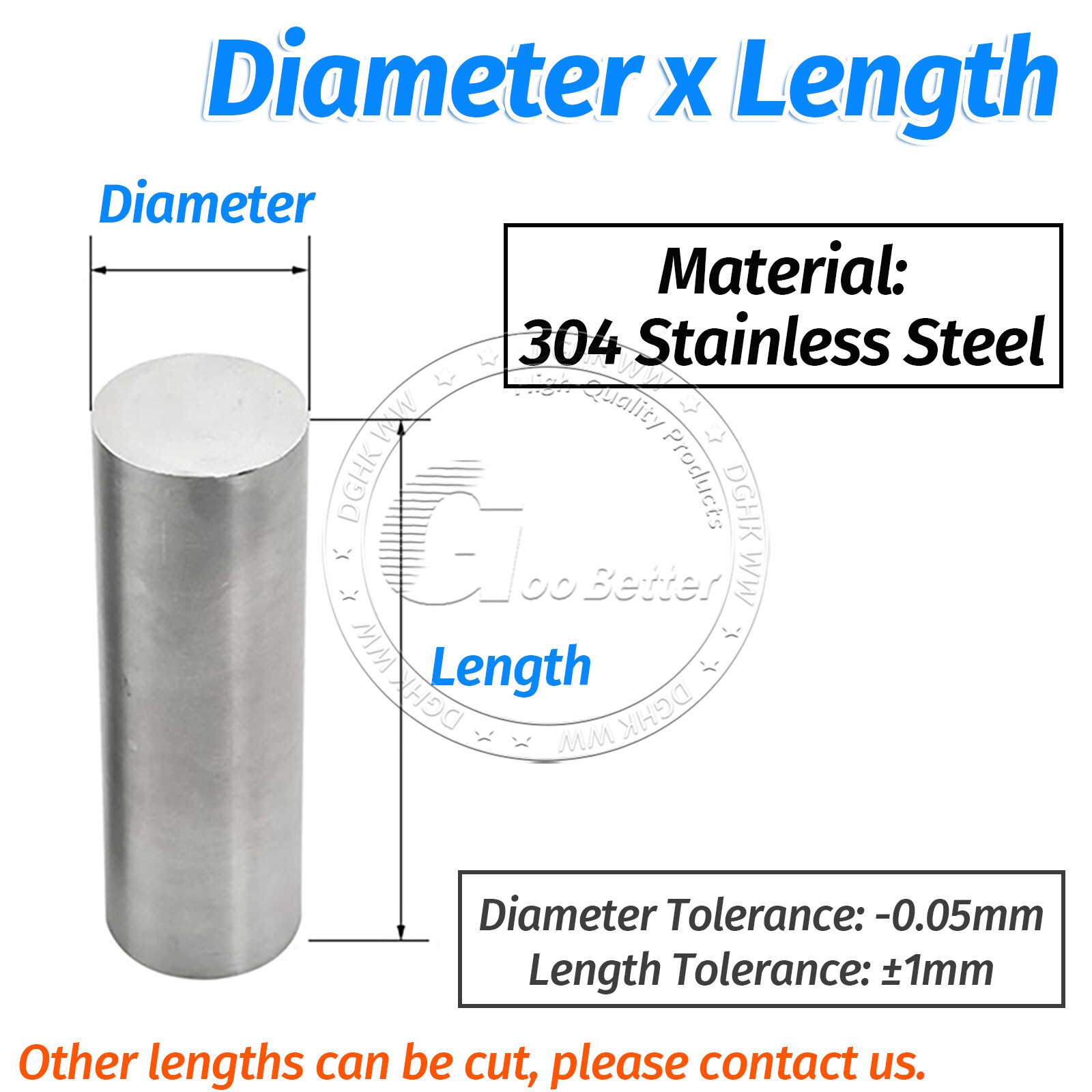 Stainless Steel Round Bar Rod 304 Stainless Steel 3mm 6mm 8mm 10mm 12mm to 50mm