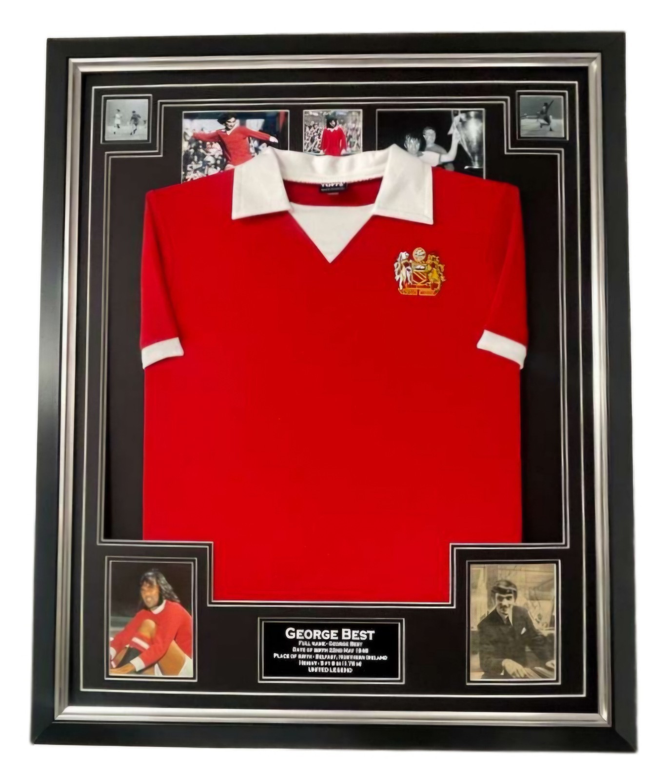 Framed GEORGE BEST of United Signed Photo with Shirt Autograph DISPLAY
