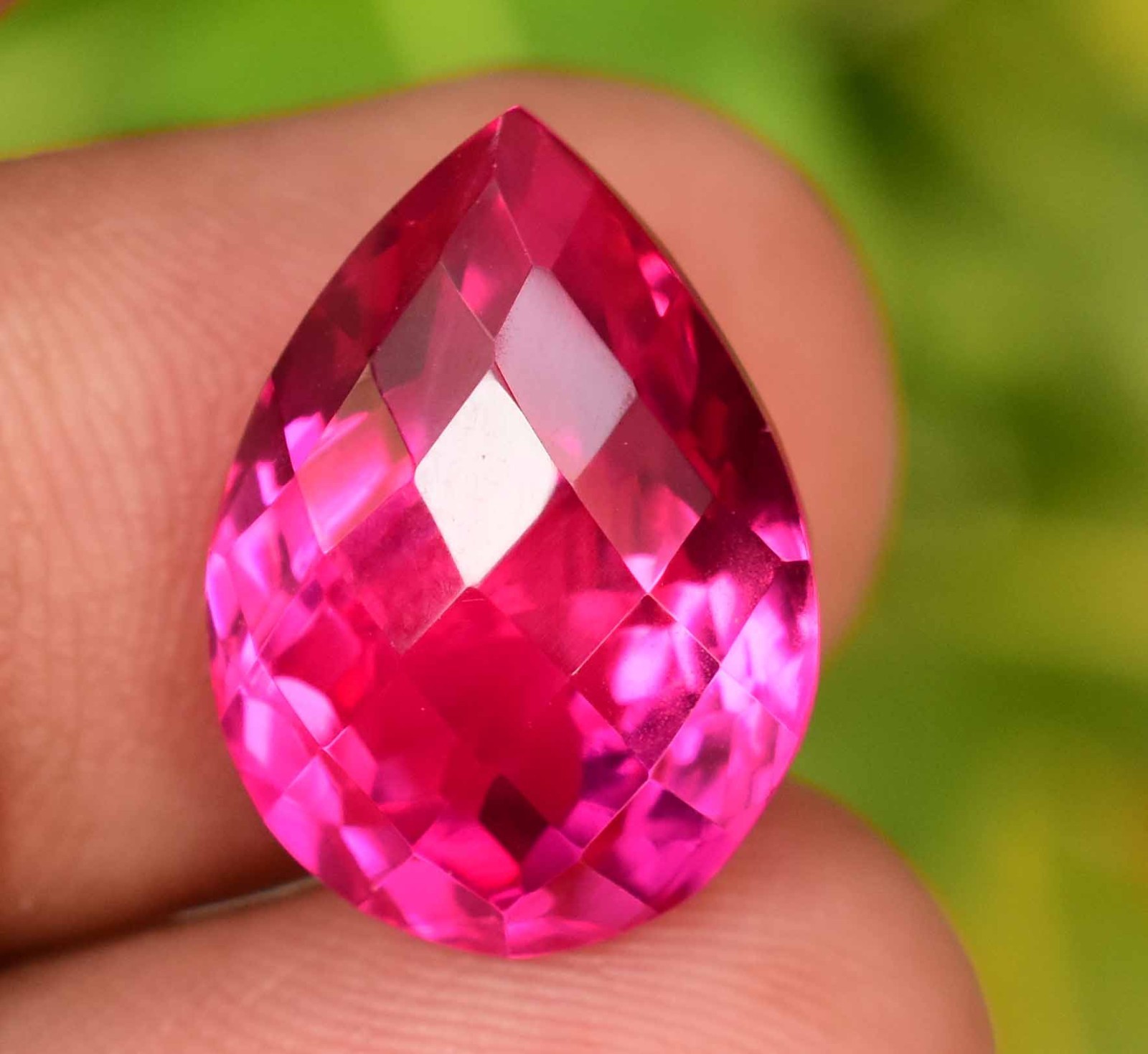 15.60 Ct Natural Red Pink Rubellite Tourmaline Certified Pear Checker Gemstone