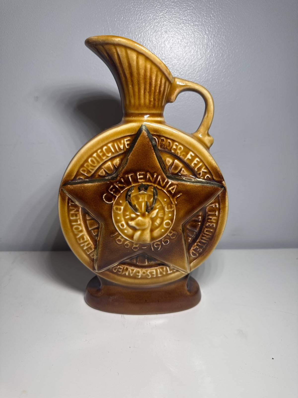 Vintage Jim Beam Centennial Decanter 1968 Americana Ceramic Bourbon Bottle