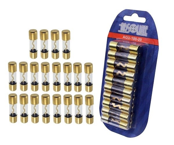 Absolute USA AGU100-20 20 AGU Gold Standard Glass Fuses 100 Amp 12 Volts Car Absolute USA AGU100-20 20 AGU Gold Standard Glass Fuses 100 Amp 12 Volts Car