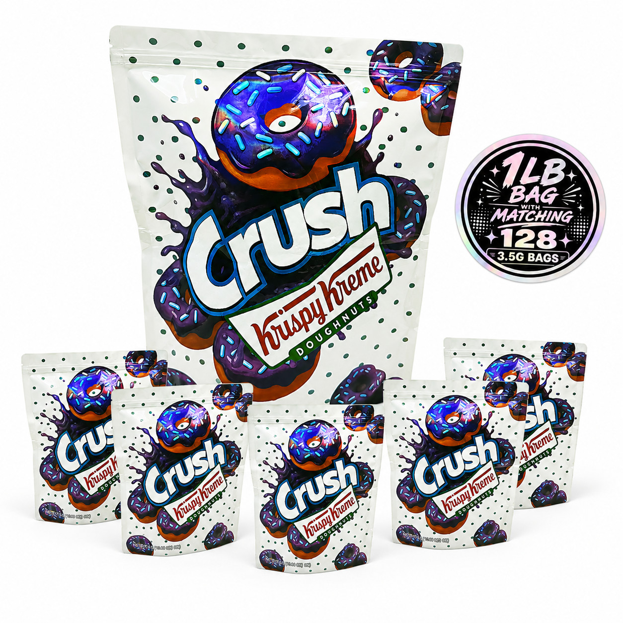 1lb Mylar Bag Plus 128 Matching 3.5g Blueberry Design Bags Bundle
