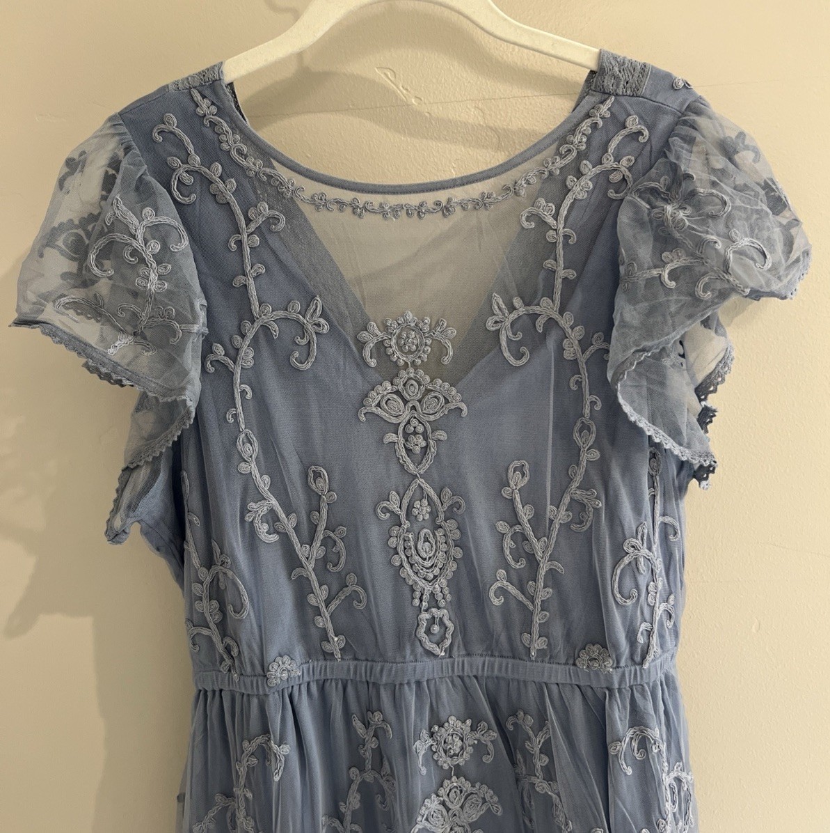 NWT Sundance Catalog Sky Blue “Mayfield Embroidered Dress” Size M