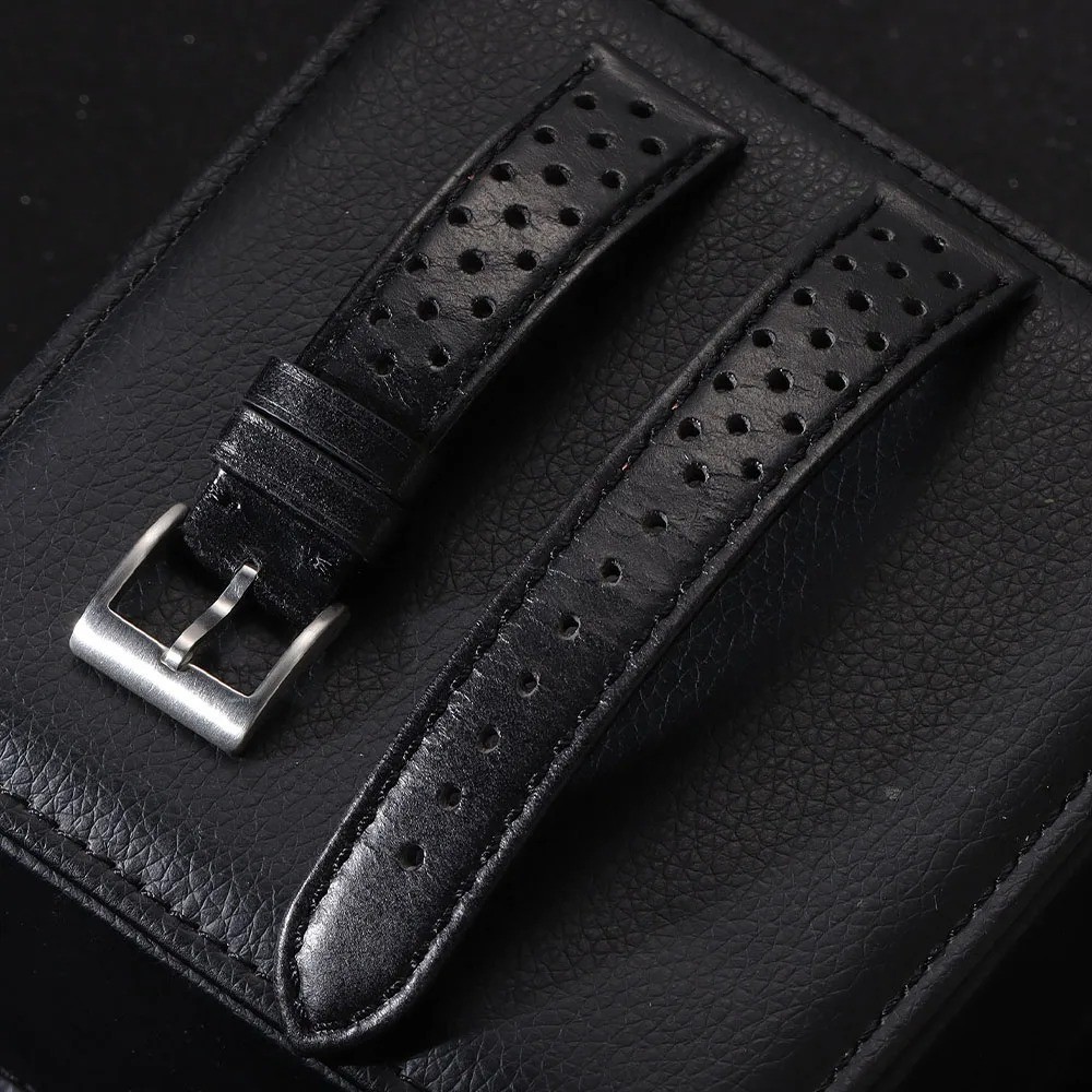 Vintage 70's Perforated Leather Rally Watch Band Quick Release 18/19/20/22mm