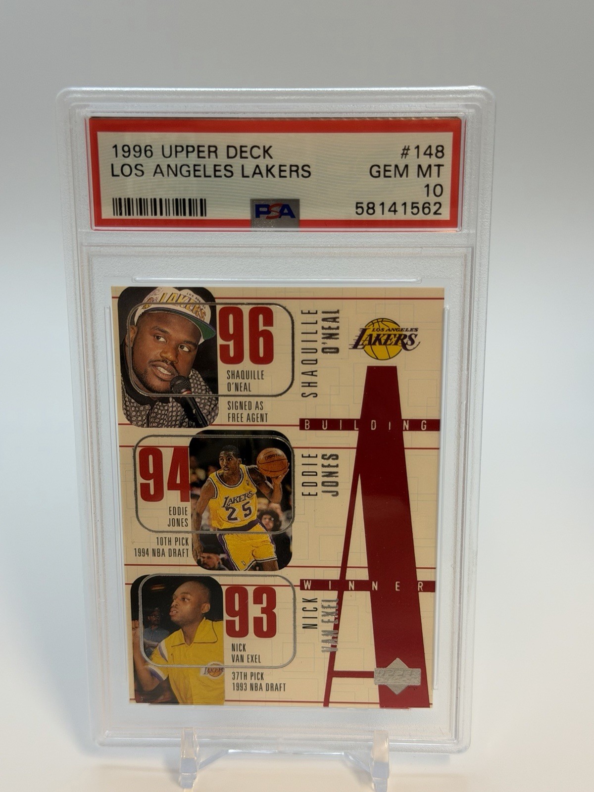 1996 Upper Deck #148 Los Angeles Lakers Building A Winner Kobe Shaq PSA 10 GEM 