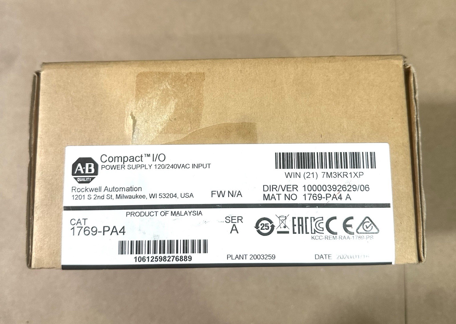 Allen-Bradley Compact I/O Power Supply 1769-PA4 Allen-Bradley Compact I/O Power Supply 1769-PA4