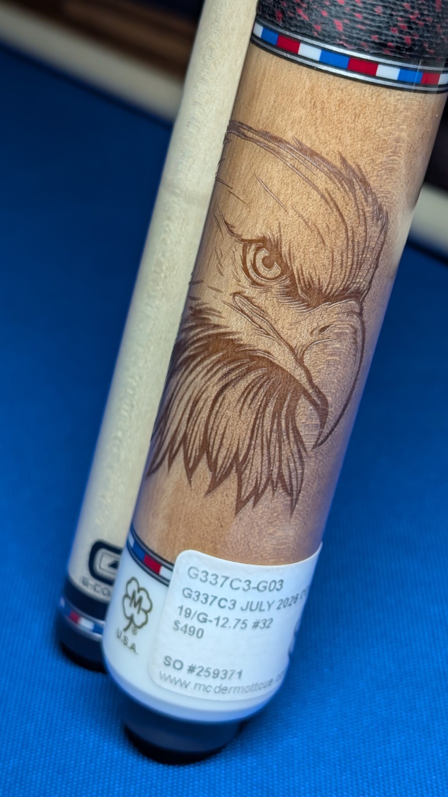 McDermott Custom Pool  Cue July 2026 COTM G337C3 19.30oz 12.75mm Irish Wrap