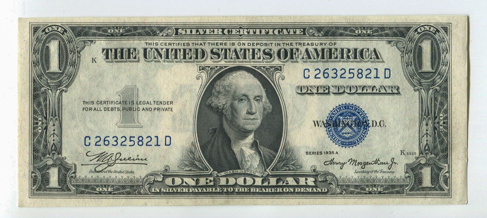 1935-A $1 One Dollar Silver Certificate Blue Seal SM353