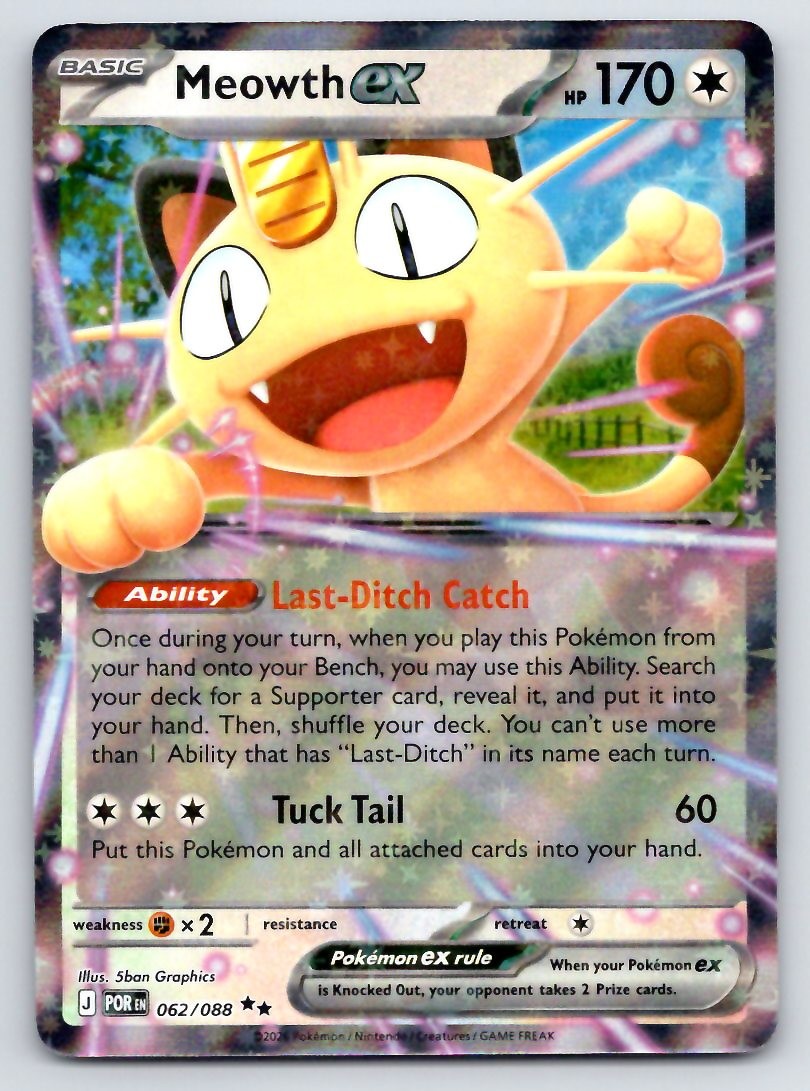Pokemon Meowth ex HOLO 062/088 Perfect Order ME03 RR NM