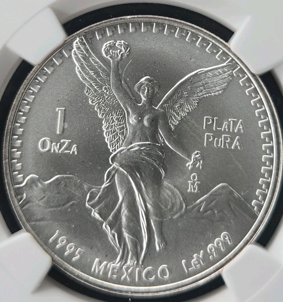 1995-Mo (MS68) Mexico 1oz Silver Libertad Onza NGC w/***BAG FRAGMENT***
