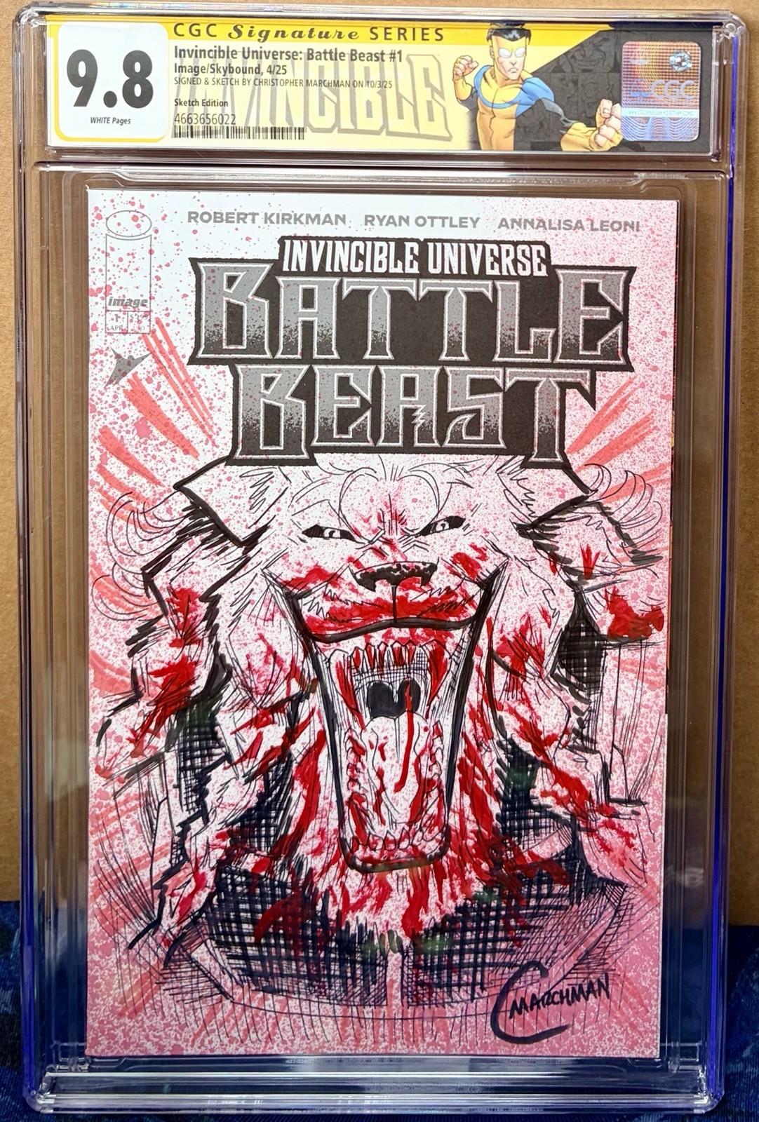 Invincible Universe: Battle Beast #1 Colored Sketch Cover CGC 9.8 Chris Marchman Invincible Universe: Battle Beast #1 Colored Sketch Cover CGC 9.8 Chris Marchman