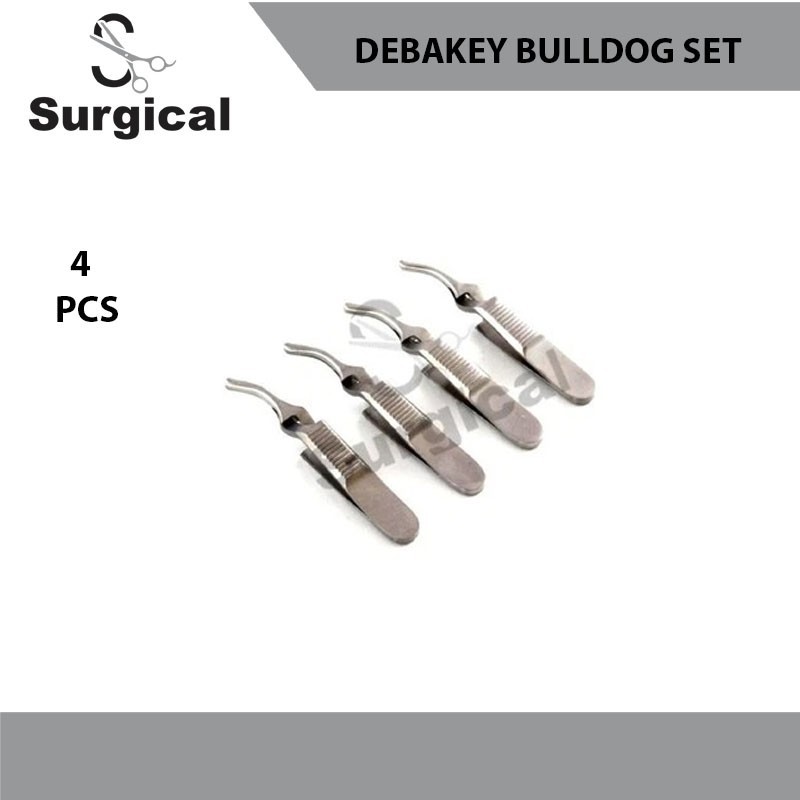 DeBakey Bulldog Vascular Clamp Set | 4 Pcs | Curved Forceps Surgical Instrument