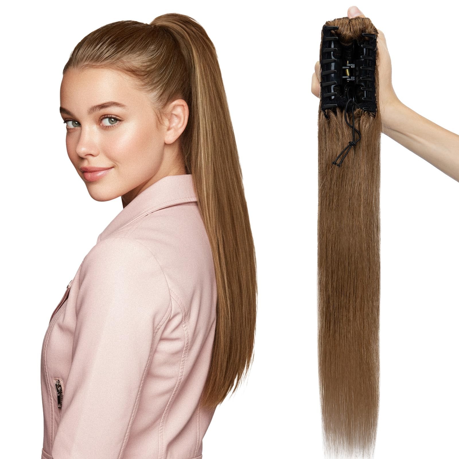 MY-LADY Extension Human Hair Claw Clip In Hair Extension Long Straight Pony