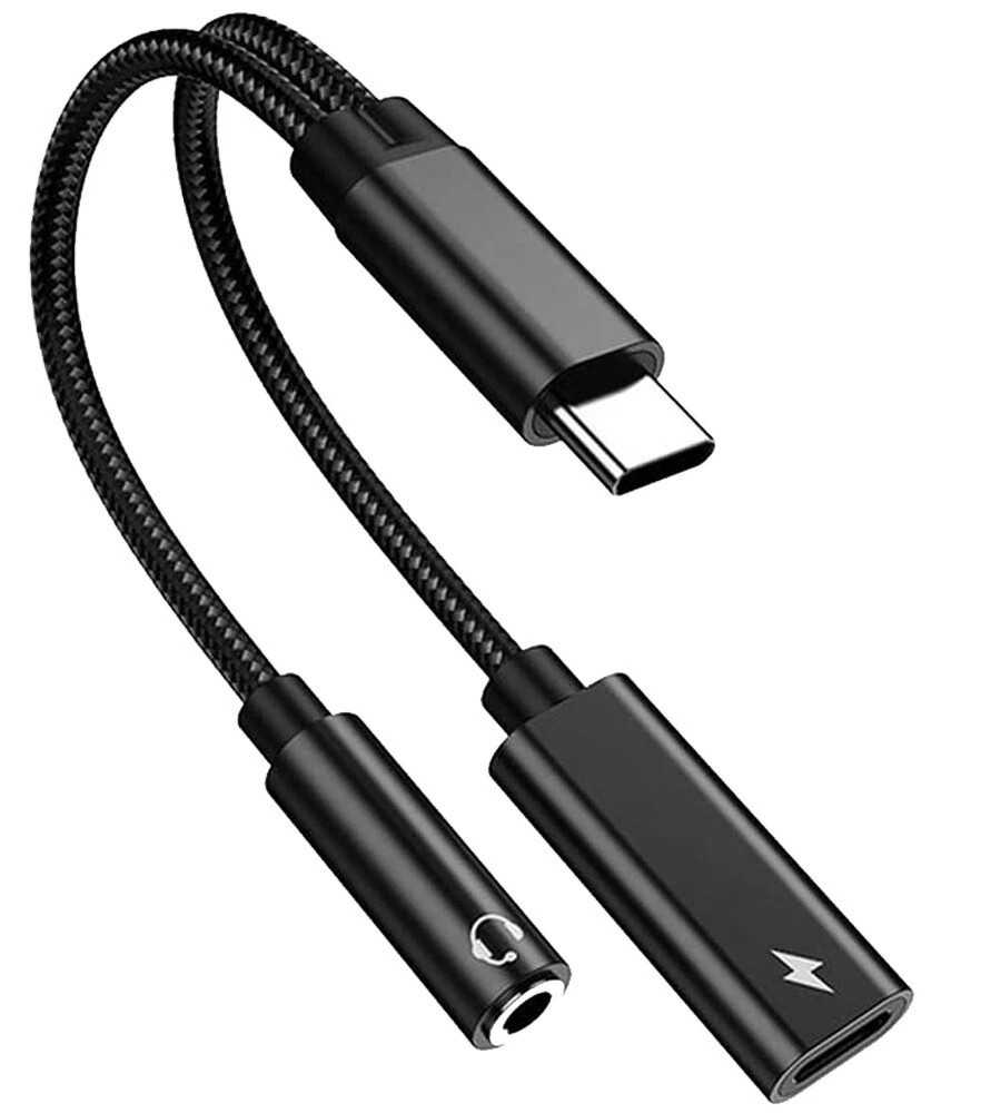 2 in 1 Type-C USB C to 3.5mm AUX Audio Headphone Jack Adapter Charger Cable New