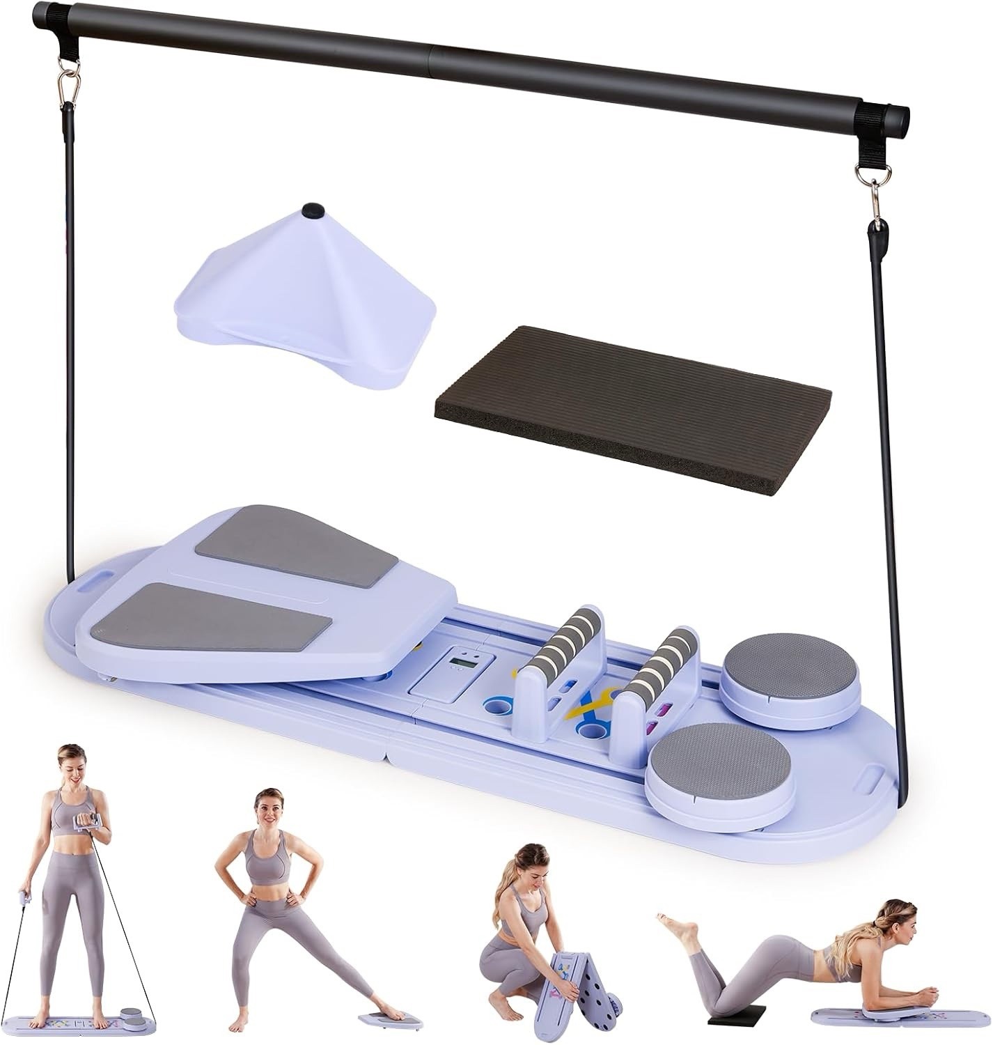 OutdoorMasster Foldable Pilates Portable Reformer Set Purple 1544P