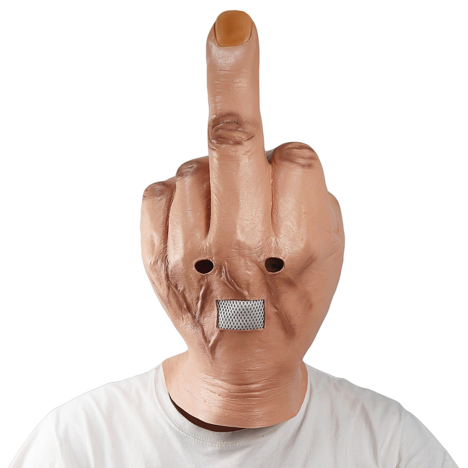 Funny Bizarre Despise Middle Finger Full Head Latex Mask Halloween Costume Props