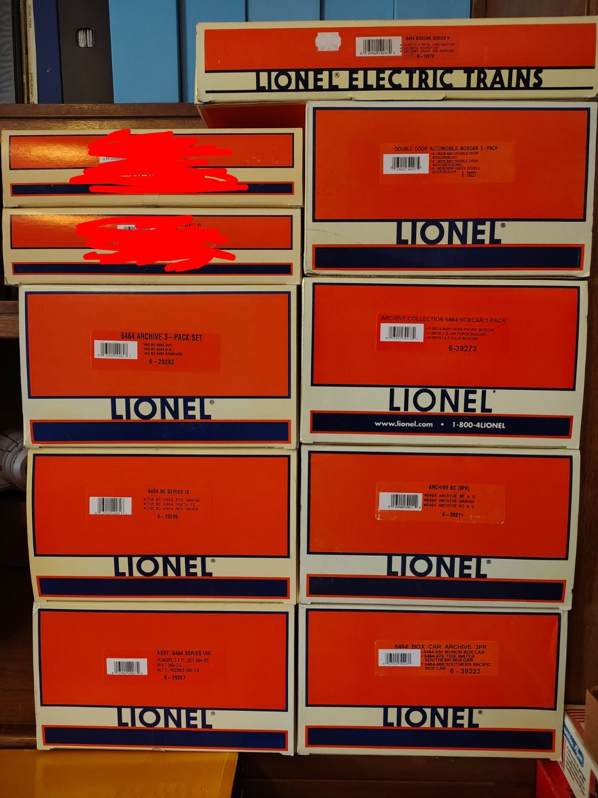 Lionel 6464 Boxcar Lot.  NIB Pic and Save  