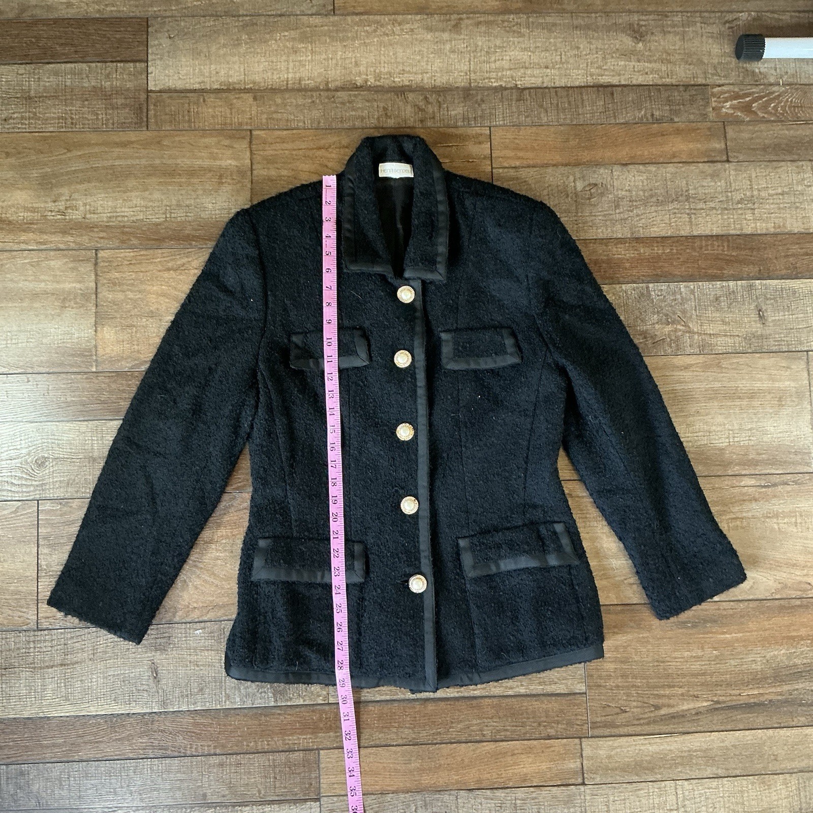 VTG Henri Bendel Women\'s Black Boucle Wool Blazer Jacket Size 14 USA Made #51118 VTG Henri Bendel Women\'s Black Boucle Wool Blazer Jacket Size 14 USA Made #51118