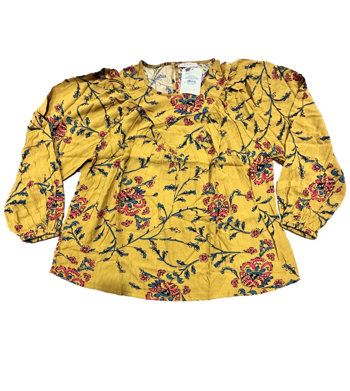 Women\'s Bishop Long Sleeve Blouse - Knox Rose Yellow Floral M Women\'s Bishop Long Sleeve Blouse - Knox Rose Yellow Floral M