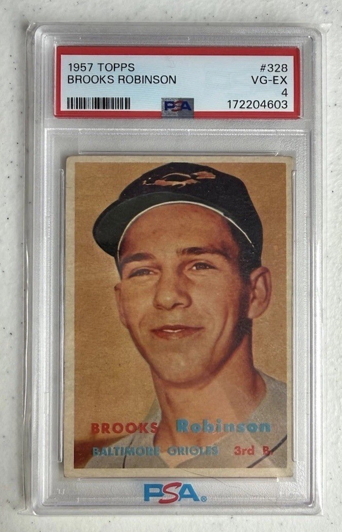 Topps 1957 Brooks Robinson Rookie #328 PSA 4 Topps 1957 Brooks Robinson Rookie #328 PSA 4