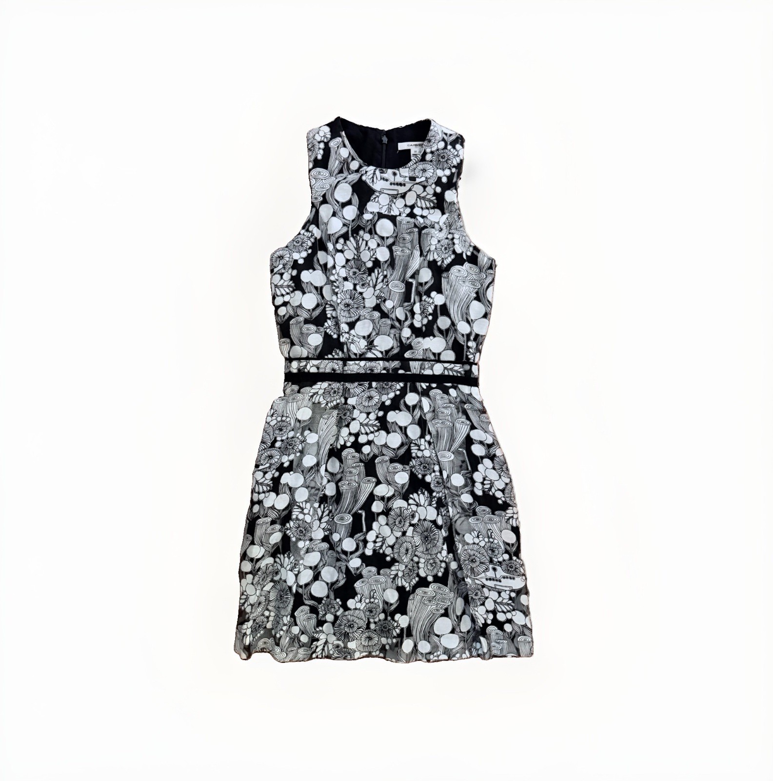 Carven Aquatic Fantasy Fit & Flare Dress Black White Size 36 US 4 Designer Carven Aquatic Fantasy Fit & Flare Dress Black White Size 36 US 4 Designer