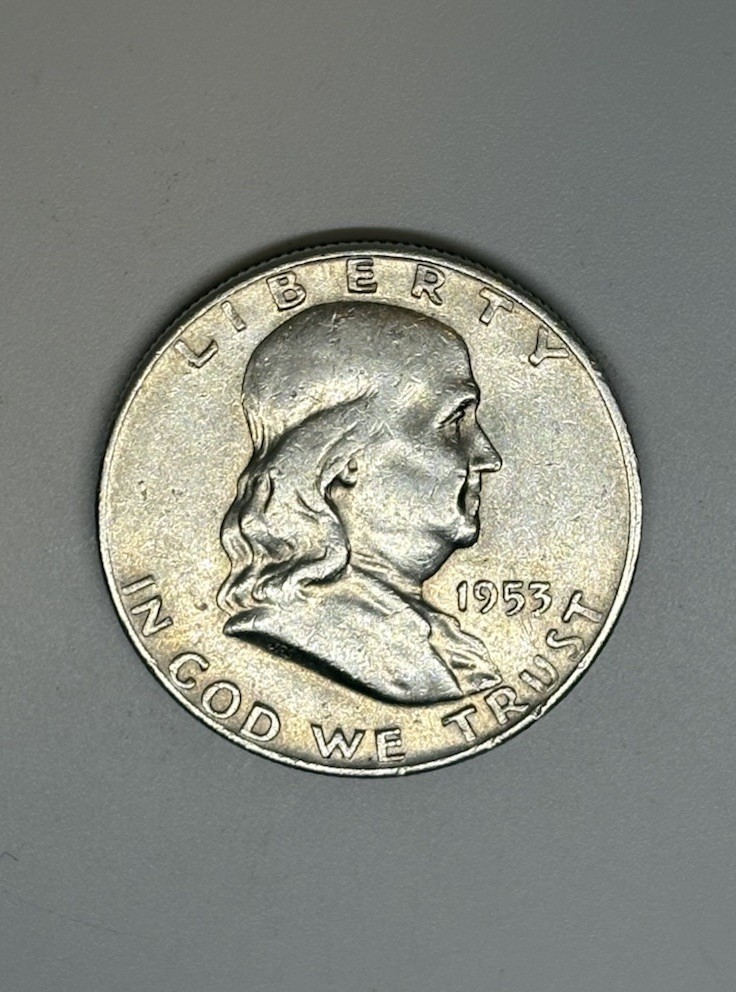 1953 D Franklin Half Dollar 90% Silver XF/AU 50C US Coin