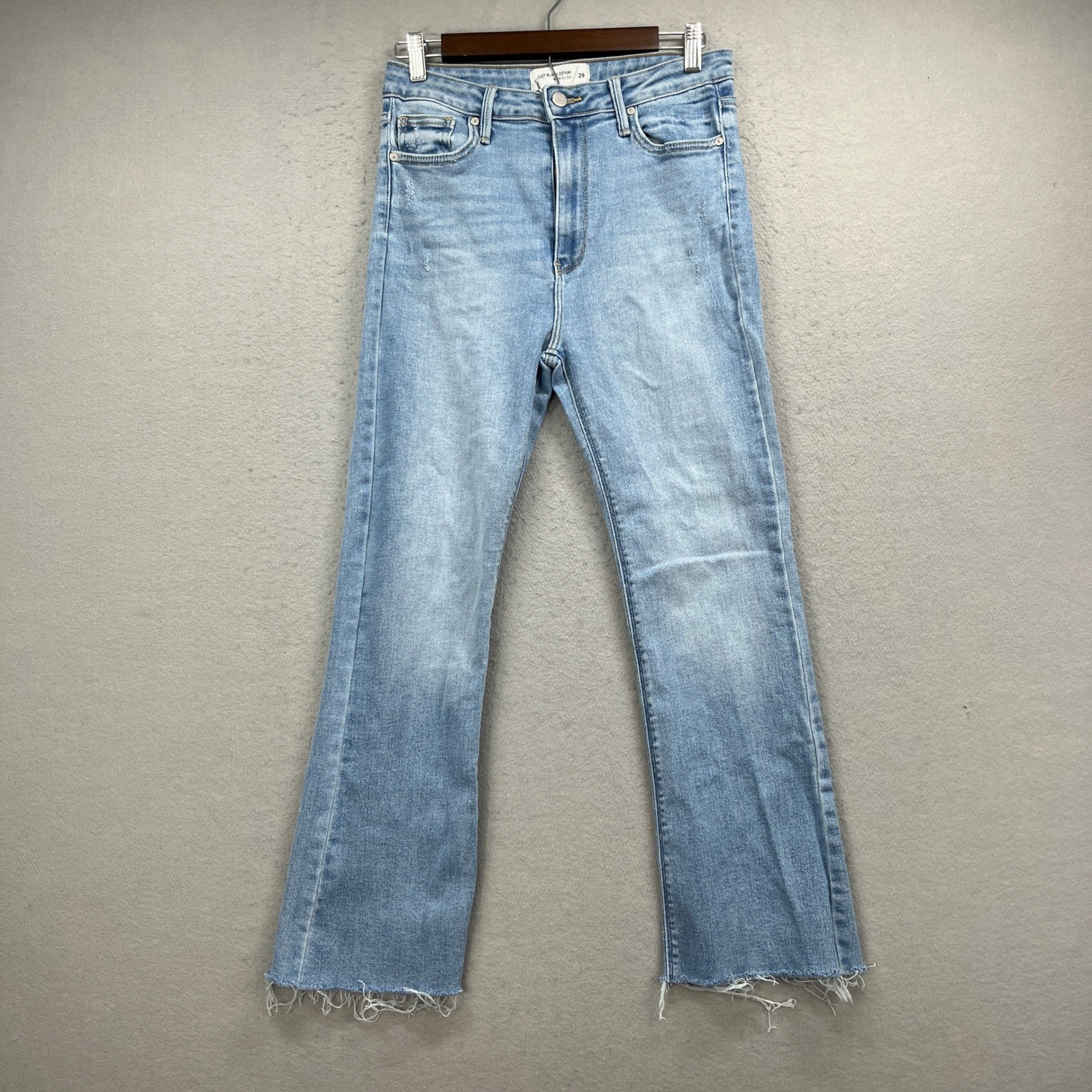 Just Black Denim Jeans Women 29 Blue High Rise Straight Frayed Raw Hem Street