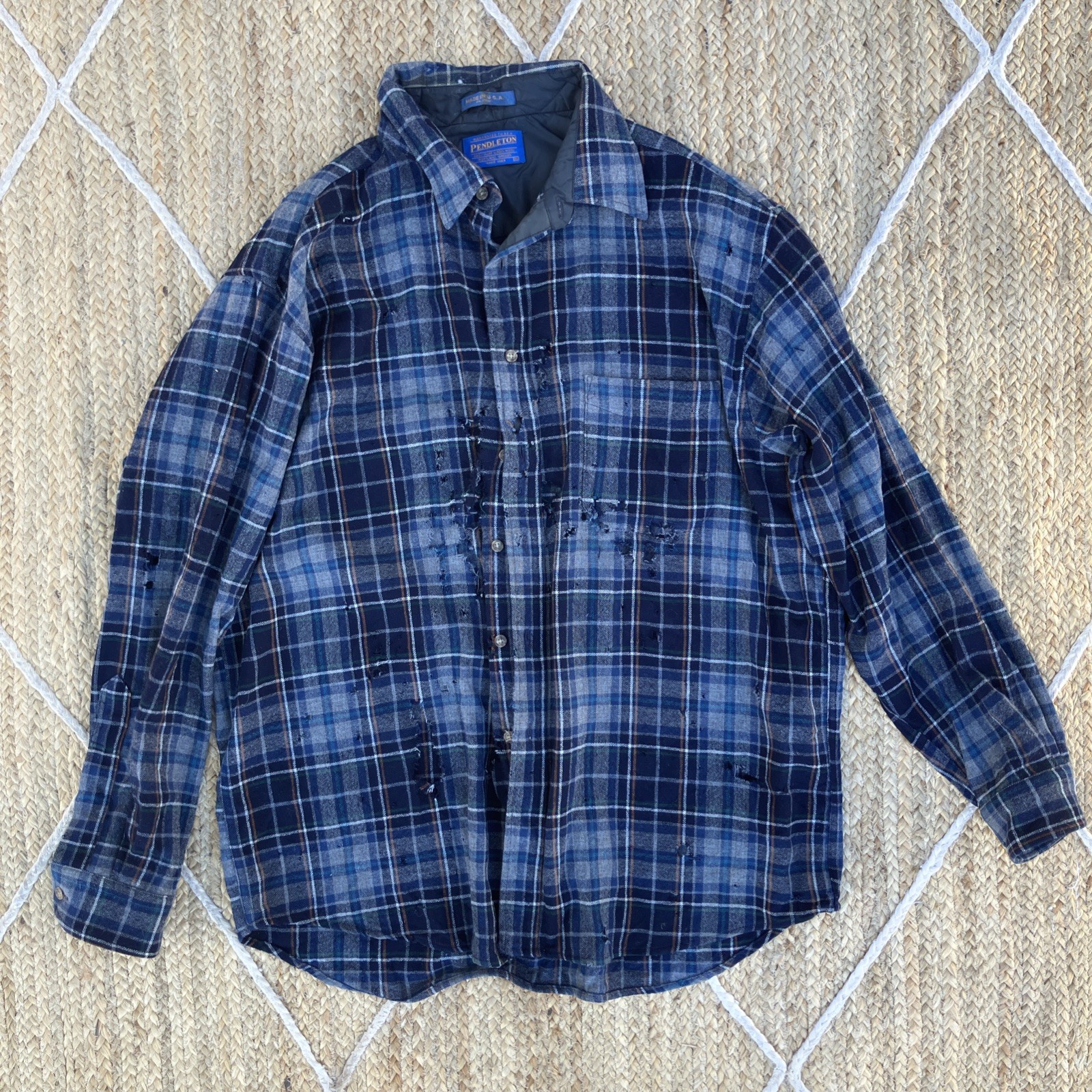 Vintage Beautifully Distressed Pendleton Made In USA As Is Vintage Wool