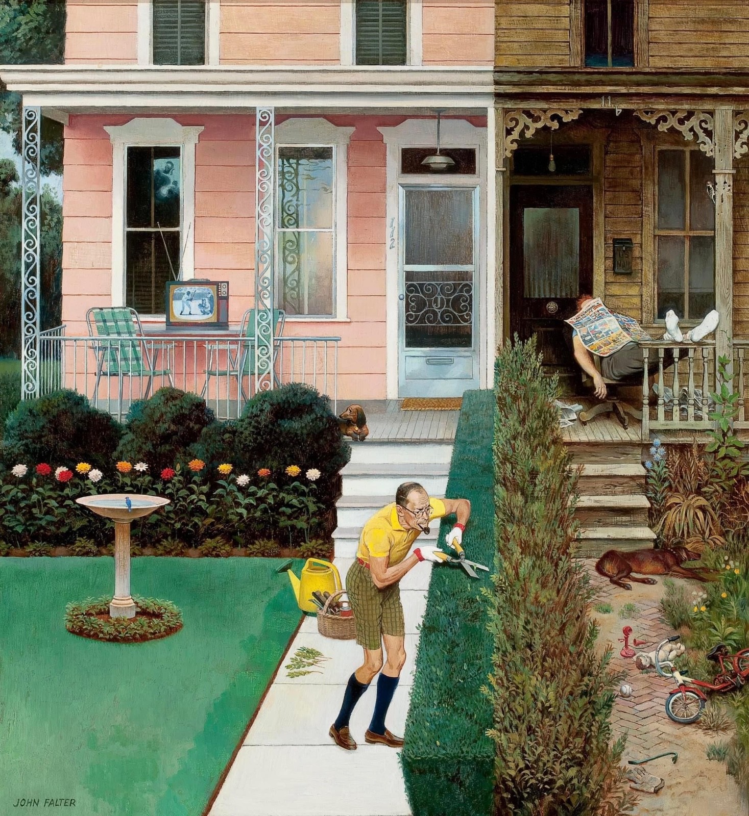 Sunday Gardening : John Phillip Falter  : Archival Quality Art Print
