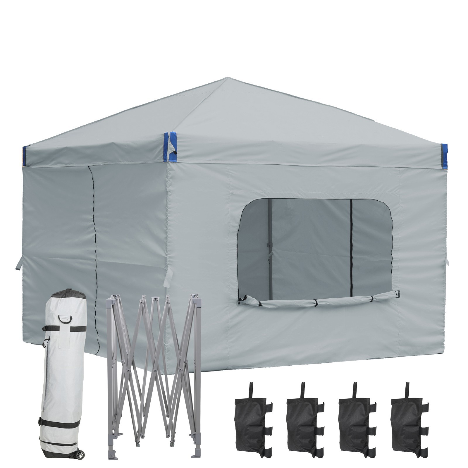Aoodor 10\'x10\' Pop Up Canopy Tent Portable Shade Canopy with Sidewall-Gray Aoodor 10\'x10\' Pop Up Canopy Tent Portable Shade Canopy with Sidewall-Gray
